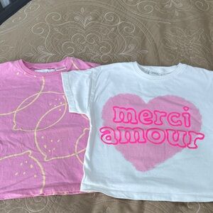 Zara bundle Pink and White Graphic T-Shirts